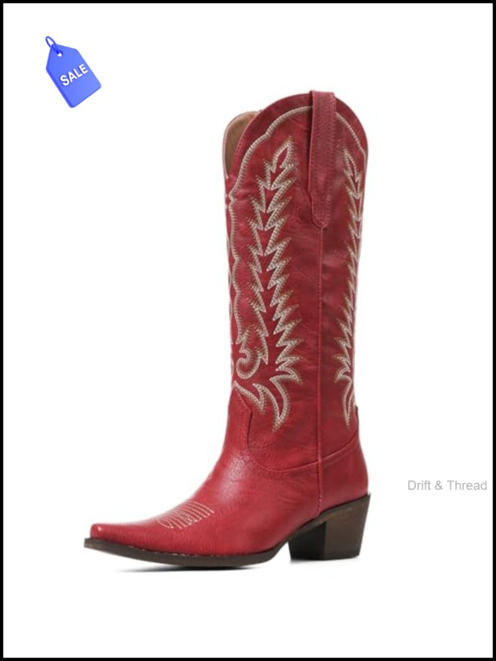Women's Cowboy Boots Knee High Snip Toe PU Leather Embroidered Western Boots